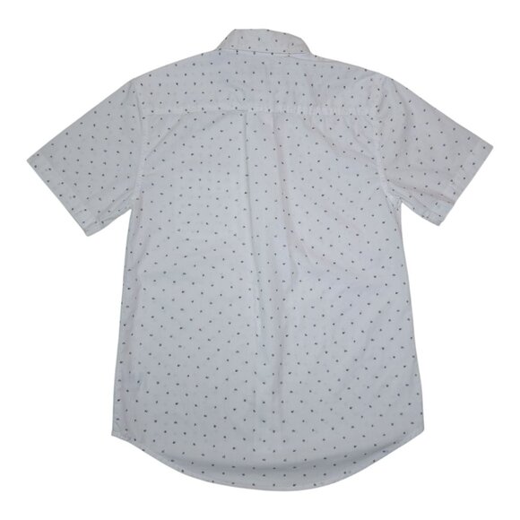 Free Assembly Short Sleeve Button-Up Shirt Mens Small White with Flowers - Picture 2 of 6